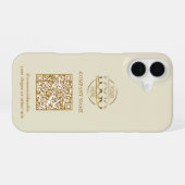 Beige Modern Zakelijk Logo & QR Code Promotie iPhone 16 Hoesje (Achterkant horizontaal)