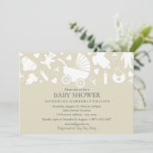Beige moderne baby shower uitnodiging (Staand voorkant)