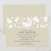Beige moderne baby shower uitnodiging (Voorkant / Achterkant)