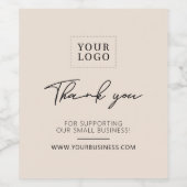 Beige moderne bedrijfs bedank sticker (Enkel label)