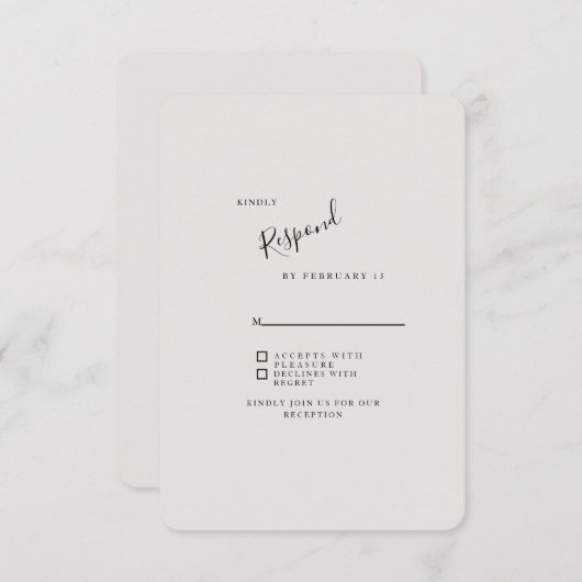 Beige moderne bruiloft RSVP afgerond (Voorkant / Achterkant)