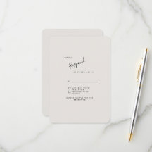 Beige moderne bruiloft RSVP afgerond