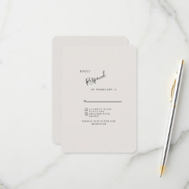 Beige moderne bruiloft RSVP afgerond Kaartje