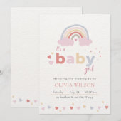 Beige Moderne Cute Regenboog Baby Shower Kaart (Voorkant / Achterkant)