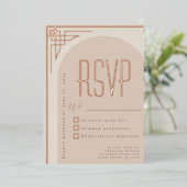 Beige Moderne Deco Arch RSVP Folie Uitnodiging (Staand Voorkant)