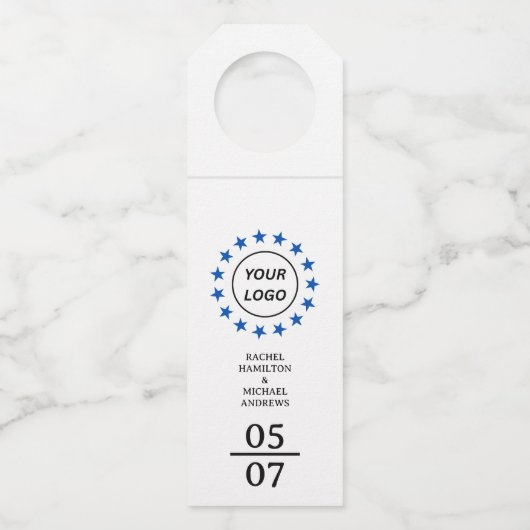 Beige Moderne Eenvoudige Trouwflessen Hanger Label (Voorkant)