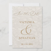 Beige Moderne Elegante Script Foto Save The Date (Voorkant)