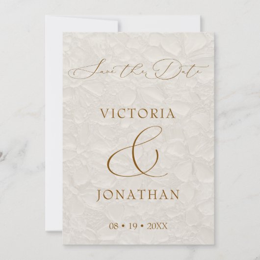 Beige Moderne Elegante Script Foto Save The Date (Voorkant)