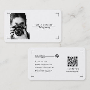 Beige Moderne Minimaal Schone Logo Fotografie Foto Visitekaartje