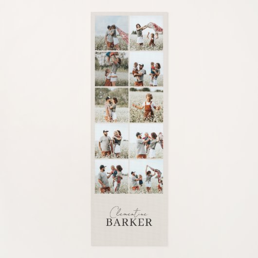 Beige moderne minimale elegante multi fotocollage yogamat (Voorkant)