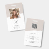 Beige moderne minimale foto abstract badge (Voor- en achterkant)