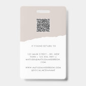 Beige moderne minimale foto abstract badge (Achterkant)
