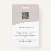 Beige moderne minimale foto abstract badge (Achterkant)