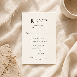 Beige moderne minimale trouw-RSVP kaart