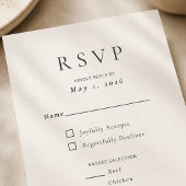 Beige moderne minimale trouw-RSVP kaart
