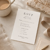 Beige moderne minimale trouw-RSVP kaart