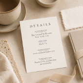Beige Moderne Minimale Trouwdetails Kaart