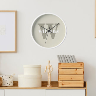 Beige Moderne Minimalistische Initiaal en Naam Klo