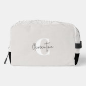 Beige moderne minimalistische monogram toilettasje (Achterkant)