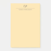 Beige Moderne Monogram-Calligraphy Gewone Naam Post-it® Notes (Voorkant)