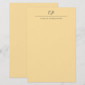 Beige Moderne Monogram Gestileerde Calligrafie Een Briefpapier (Voorkant / Achterkant)