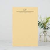 Beige Moderne Monogram Gestileerde Calligrafie Een Briefpapier (Staand voorkant)
