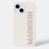 Beige moderne monogram naam Case-Mate iPhone case (Achterkant)