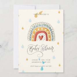 Beige Moderne Mooie Regenboog Baby Shower Kaart