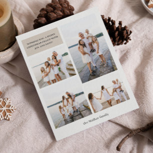 Beige Moderne Neutrale 4 Foto Elegant Feestdagenkaart