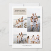 Beige Moderne Neutrale 4 Foto Elegant Feestdagenkaart (Voorkant)
