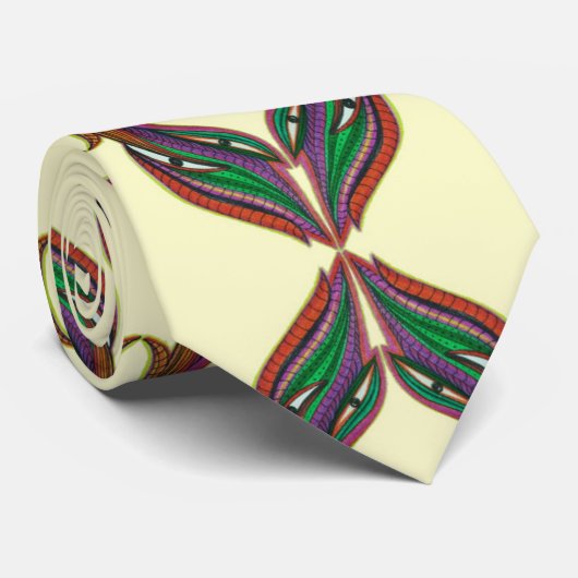 Beige moderne psychedelische mandala patroon stropdas (Opgerold)