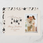 beige moderne scandi elegante kerstfoto folie feestdagenkaart<br><div class="desc">echte kerstkaart voor folie,  zwarte moderne,  elegante roestachtige waterverf beige Natural Scandinavian contemmodern muted kleuren beige,  zwarte en witte kerstkaart voor fotofeesten.</div>