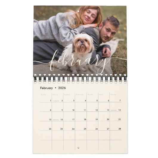 Beige | Moderne Simple Minimalist Family Photo 202 Kalender (Feb 2026)
