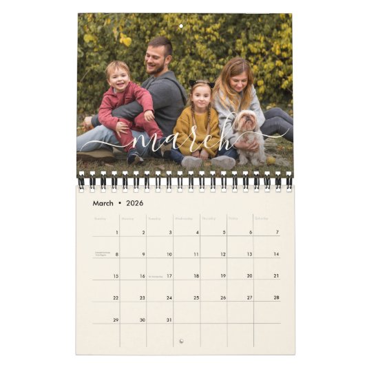 Beige | Moderne Simple Minimalist Family Photo 202 Kalender (Mar 2026)
