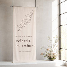 Beige moderne trouwkaart welkom botanisch
