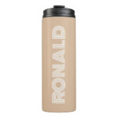 Beige moderne typografie gepersonaliseerd thermosbeker (Voorkant)