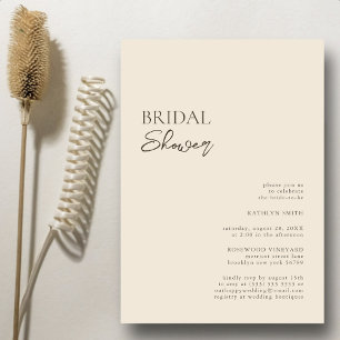 Beige Moderne Whimsical Script Bruiloft Feest Kaart