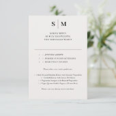 Beige Monogram Classic Wedding RSVP (Staand voorkant)