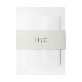 Beige Monogram Eenvoudige Effen Kleur Trouw Uitnodigingen Wikkel