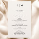 Beige Monogram Elegant Minimalistisch Trouwmenu<br><div class="desc">Verhoog uw huwelijksreceptie met onze elegante Beige Champagne Wedding Menu Kaart. Met verfijnd serif-lettertype geeft deze menukaart een prachtig overzicht van uw zorgvuldig samengestelde cursussen en voegt een verfijnde toets toe aan uw tafelinstelling. De luxueuze beige champagnekleur is een aanvulling op elk elegant huwelijksthema, zodat uw evenement tijdloze charme uitstraalt....</div>