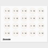 Beige Monogram Elegante bruiloft Ronde Sticker (Vel)
