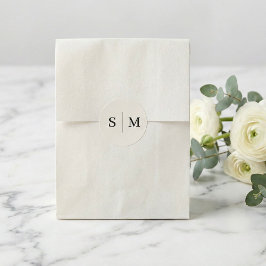 Beige Monogram Elegante bruiloft Ronde Sticker