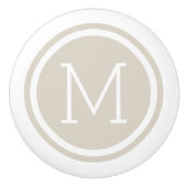 Beige monogram gepersonaliseerde ladeknop keramische knop (Voorkant)