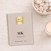 Beige monogram initiaal bedrijfslogo notitieboek