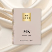 Beige monogram initiaal bedrijfslogo notitieboek