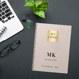 Beige monogram initialen bedrijfslogo notitieboek