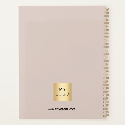 Beige monogram initialen business 2026 planner (Achterkant)