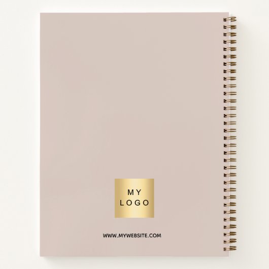 Beige monogram initialen business logo notitieboek (Achterkant)