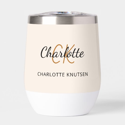 Beige monogram initialen naam eenvoudig (Voorkant)