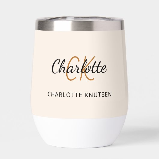 Beige monogram initialen naam eenvoudig (Achterkant)